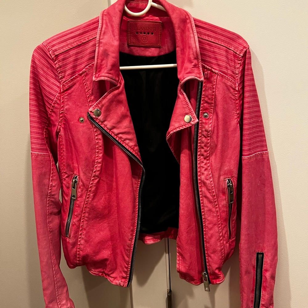 BlankNYC pink faux leather jacket